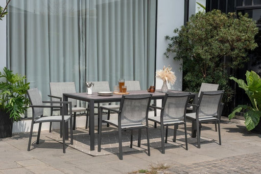 Outdoor dining table Duraboard top, ALU frame 81.5" length